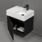 Floating Small Black Bathroom Vanity, Modern, 24